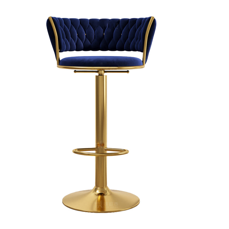 Modern Style Adjustable Backrest Counter Stool with Gold Base and Leather Cushion