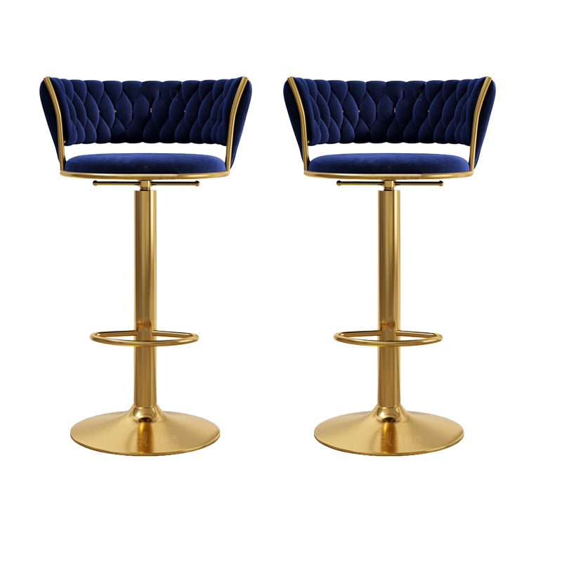 Modern Style Adjustable Backrest Counter Stool with Gold Base and Leather Cushion