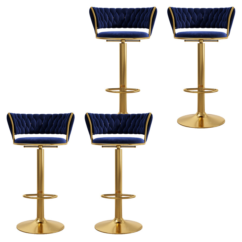 Modern Style Adjustable Backrest Counter Stool with Gold Base and Leather Cushion