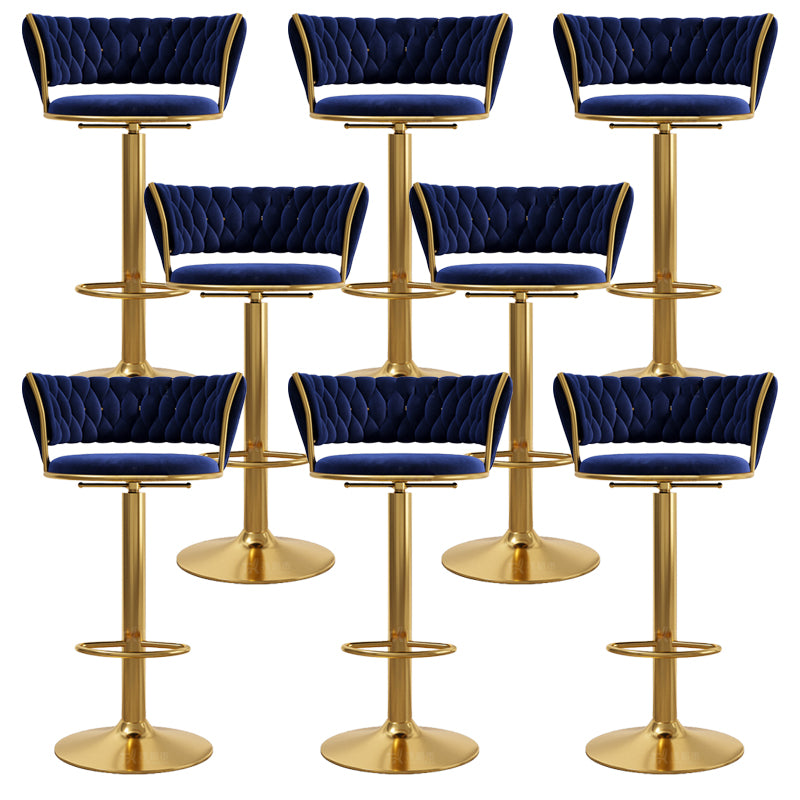 Modern Style Adjustable Backrest Counter Stool with Gold Base and Leather Cushion