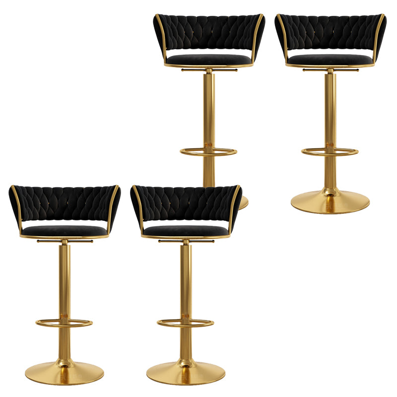 Modern Style Adjustable Backrest Counter Stool with Gold Base and Leather Cushion