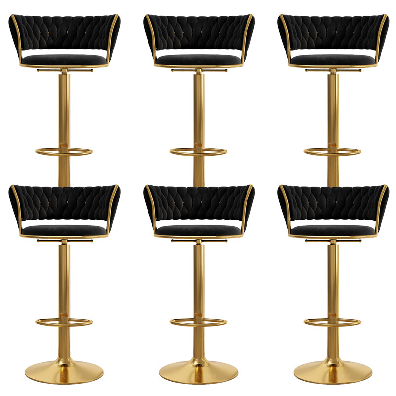 Modern Style Adjustable Backrest Counter Stool with Gold Base and Leather Cushion