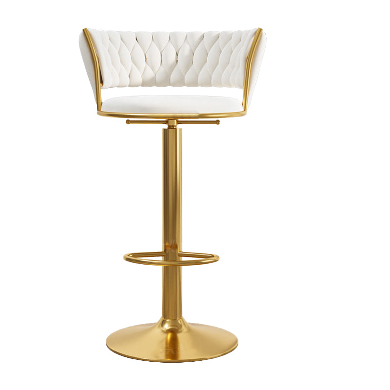 Modern Style Adjustable Backrest Counter Stool with Gold Base and Leather Cushion