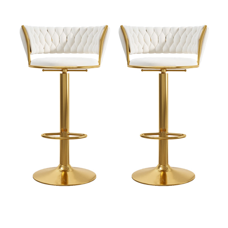 Modern Style Adjustable Backrest Counter Stool with Gold Base and Leather Cushion