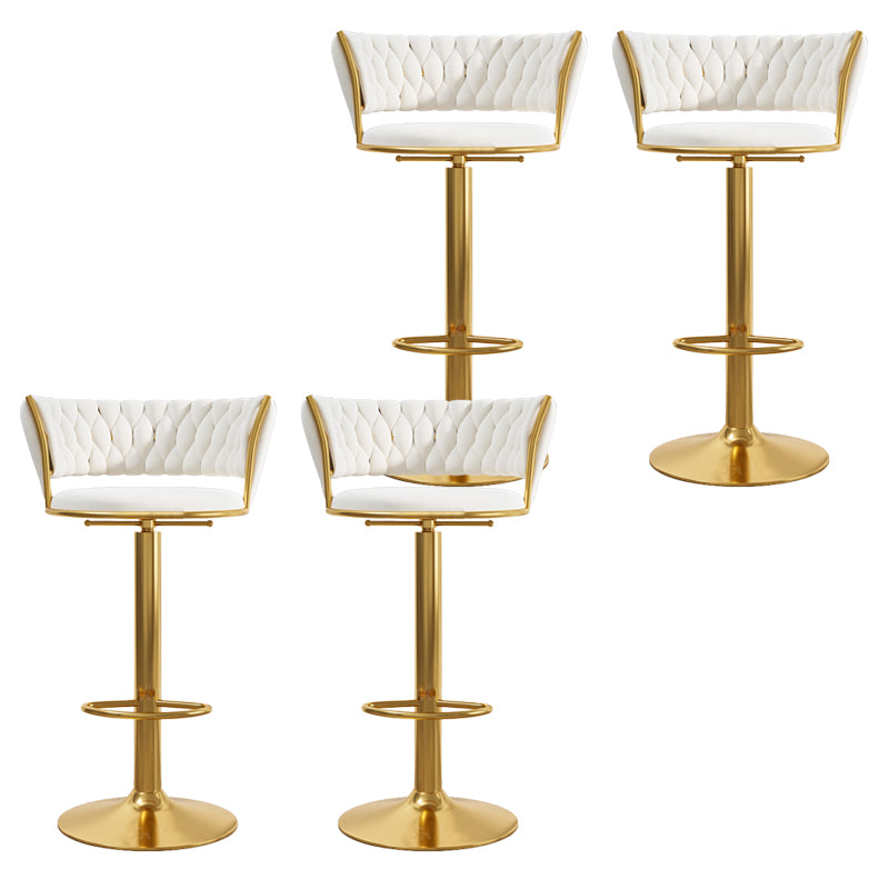 Modern Style Adjustable Backrest Counter Stool with Gold Base and Leather Cushion