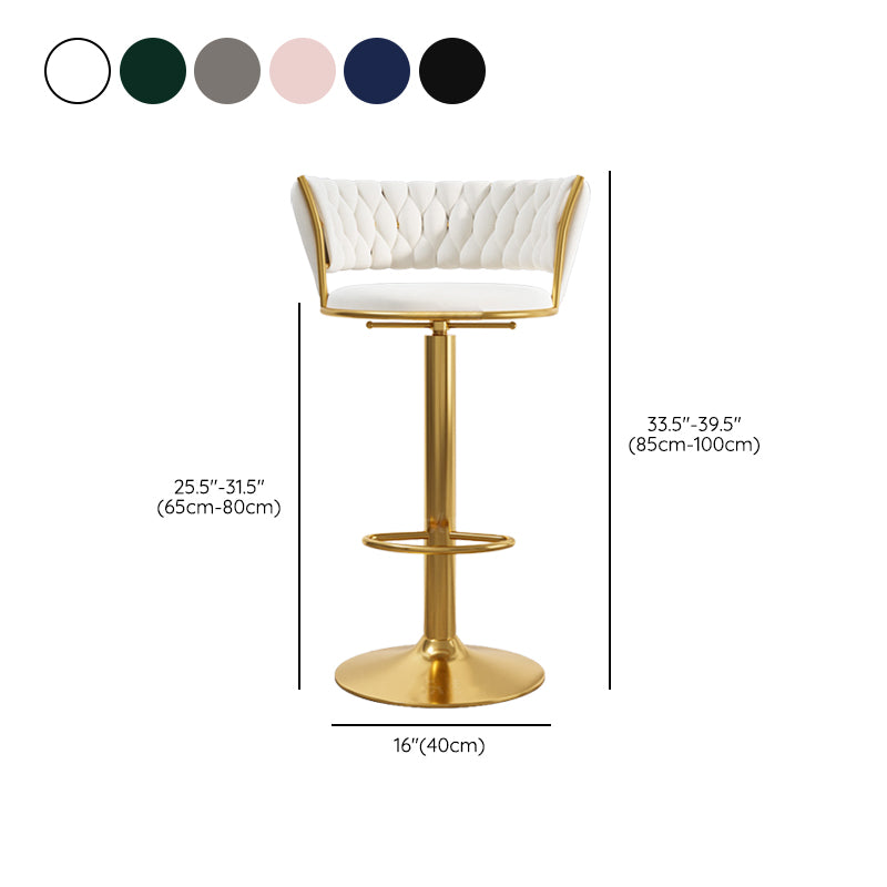 Modern Style Adjustable Backrest Counter Stool with Gold Base and Leather Cushion