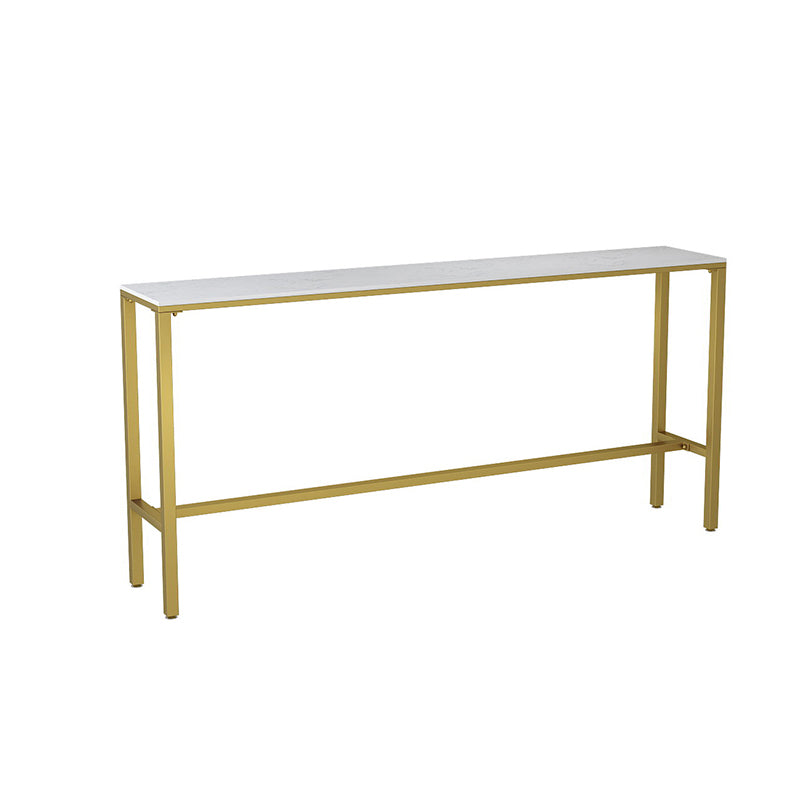 Modern Faux Marble Rectangle White Top Trestle Bar Dining Table for Kitchen