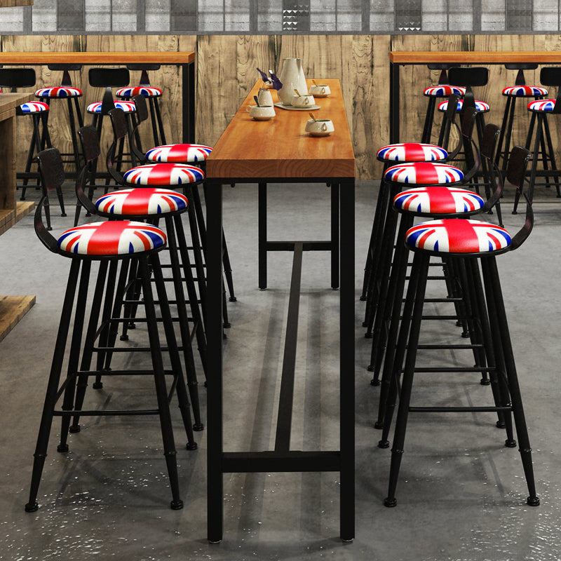 Industrial Style Solid Wood Top Rectangle Bar Dining Table for Dining Room