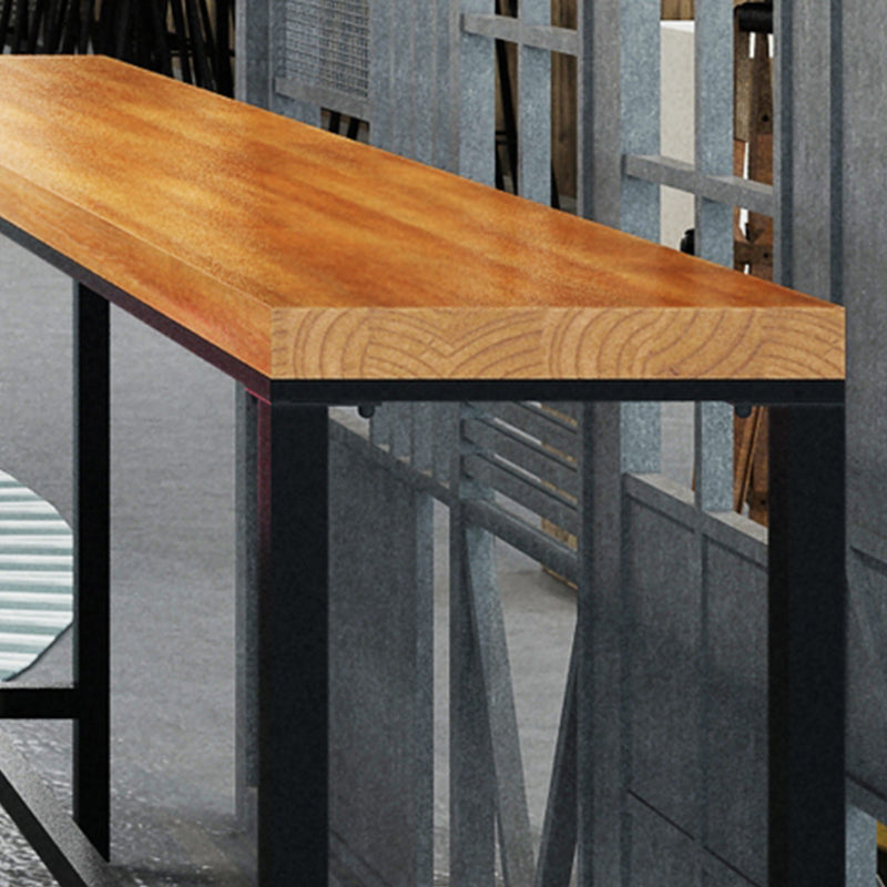 Industrial Style Solid Wood Top Rectangle Bar Dining Table for Dining Room