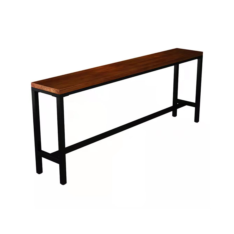 Contemporary Brown Wood Bar Table with Metal Trestle for Home