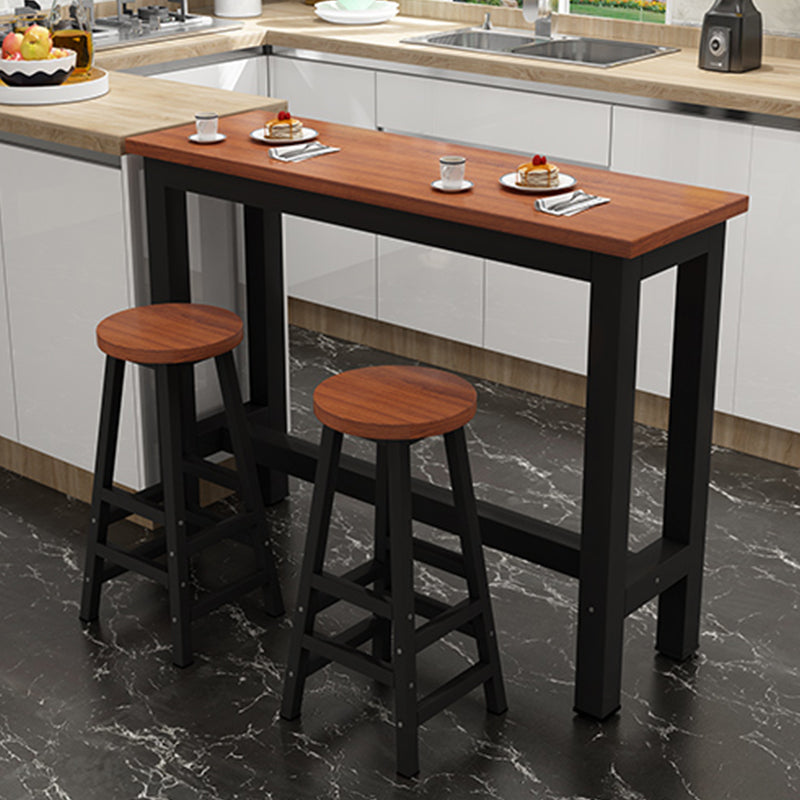 Manufactured Wood Rectangle Bar Table with Trestle for Living Room