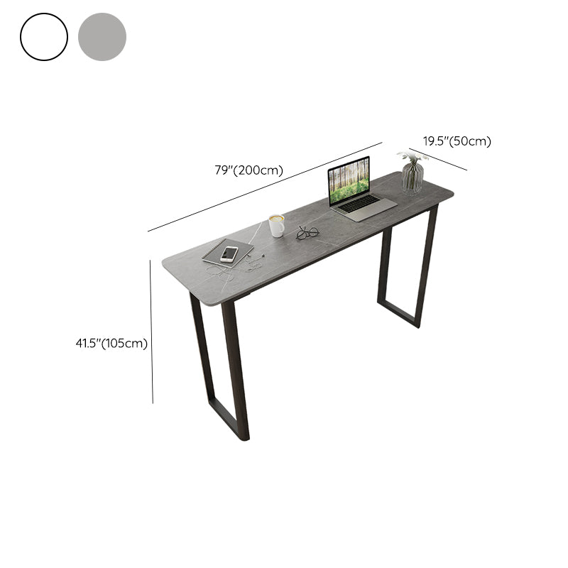 Modern Sintered Stone Top Rectangle Sled Bar Dining Table with Metal Base