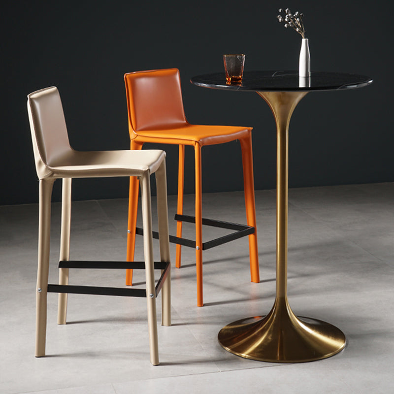 Contemporary Round Pedestal Bar Dining Table with Metal Base