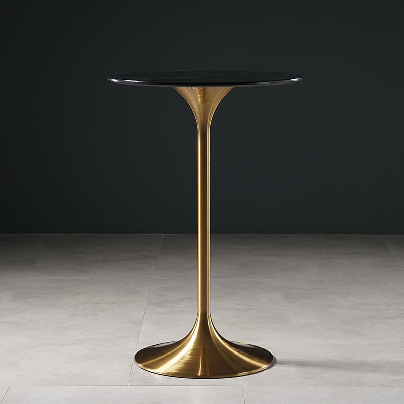 Contemporary Round Pedestal Bar Dining Table with Metal Base