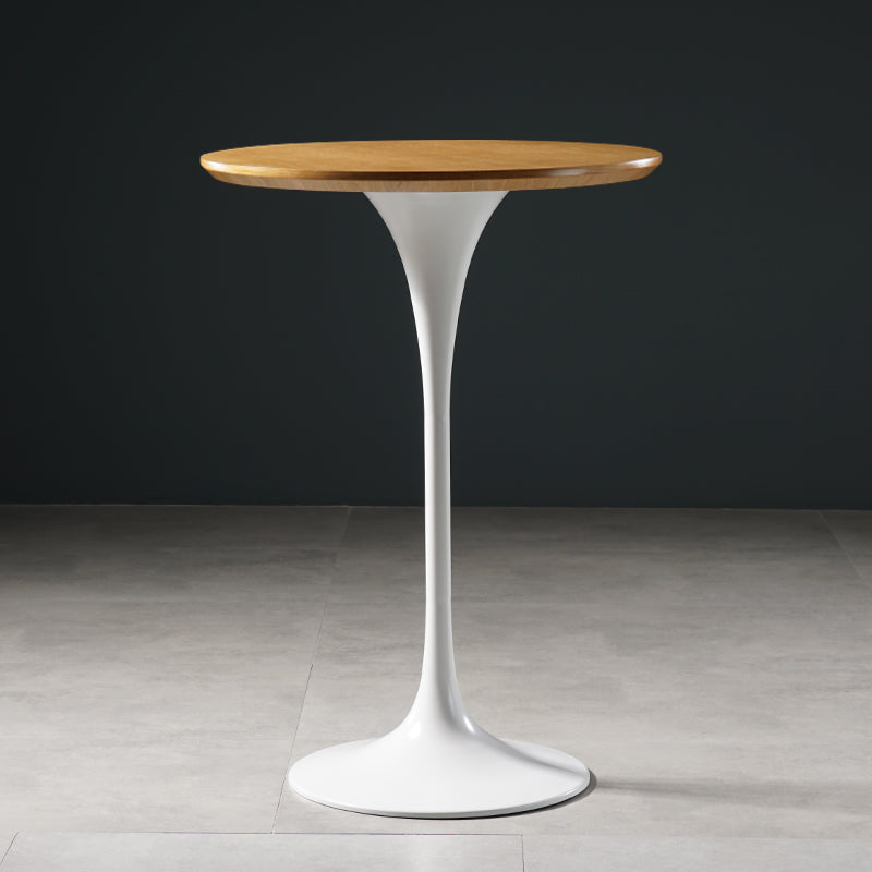 Contemporary Round Pedestal Bar Dining Table with Metal Base