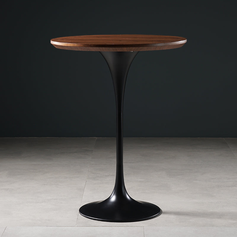 Contemporary Round Pedestal Bar Dining Table with Metal Base