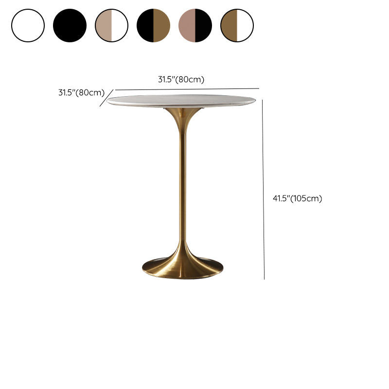 Contemporary Round Pedestal Bar Dining Table with Metal Base