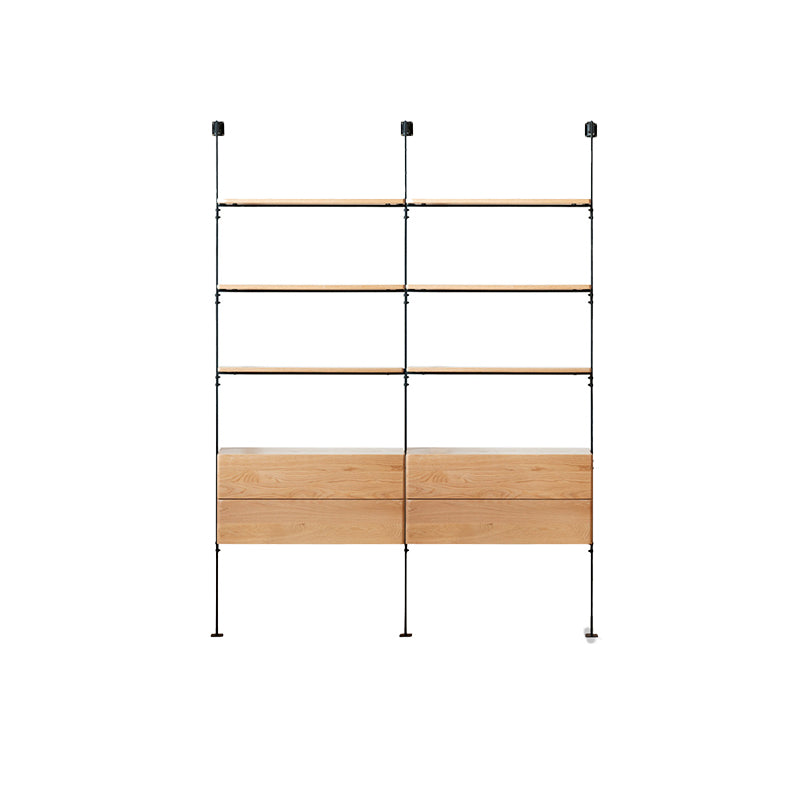 Industrial Living Room Display Stand Wall Mounted Multi-shelf in Natural