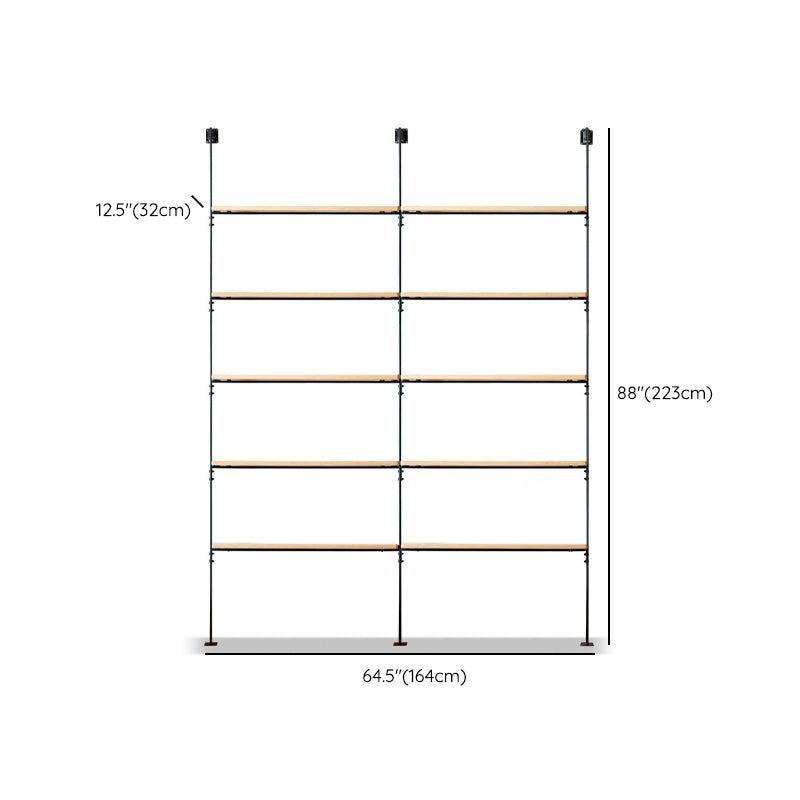 Industrial Living Room Display Stand Wall Mounted Multi-shelf in Natural