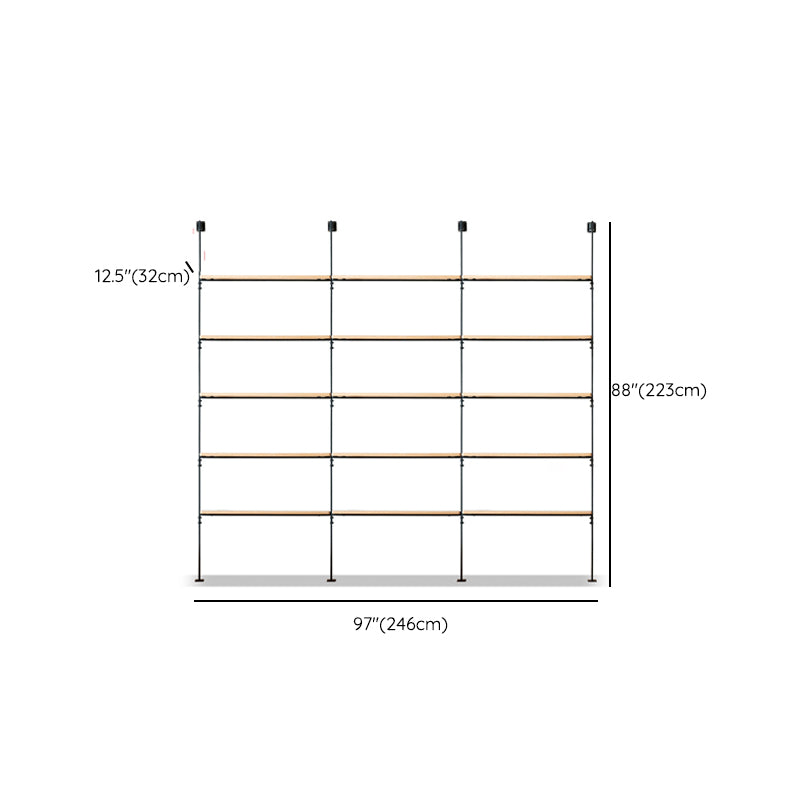 Industrial Living Room Display Stand Wall Mounted Multi-shelf in Natural