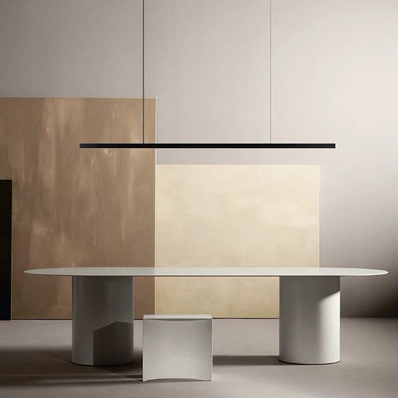 Minimalism Linear LED Island Light Fixture in Black for Dining Room