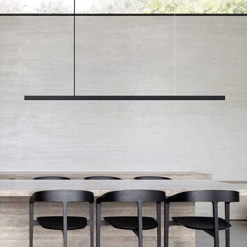 Minimalism Linear LED Island Light Fixture in Black for Dining Room