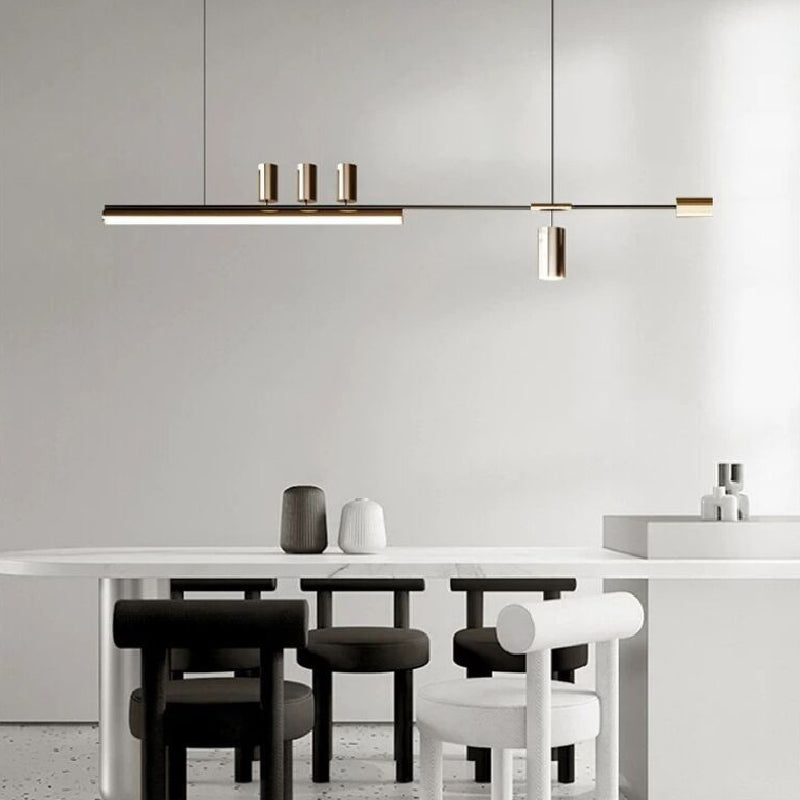 Contemporary Metal Linear Shape Pendant Light with Plastic Shade for Living Room