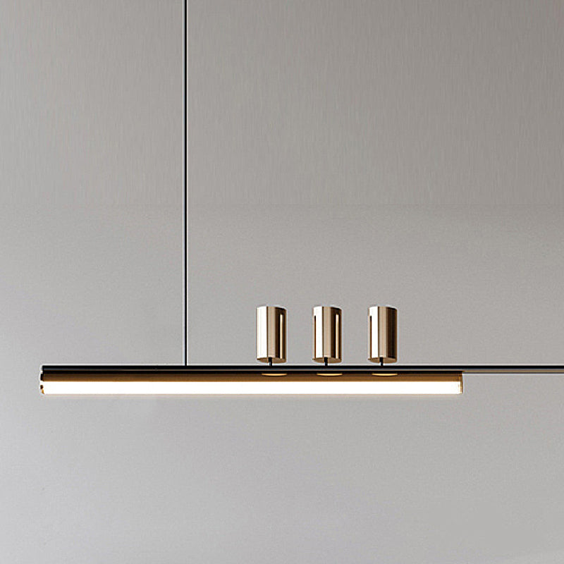 Contemporary Metal Linear Shape Pendant Light with Plastic Shade for Living Room