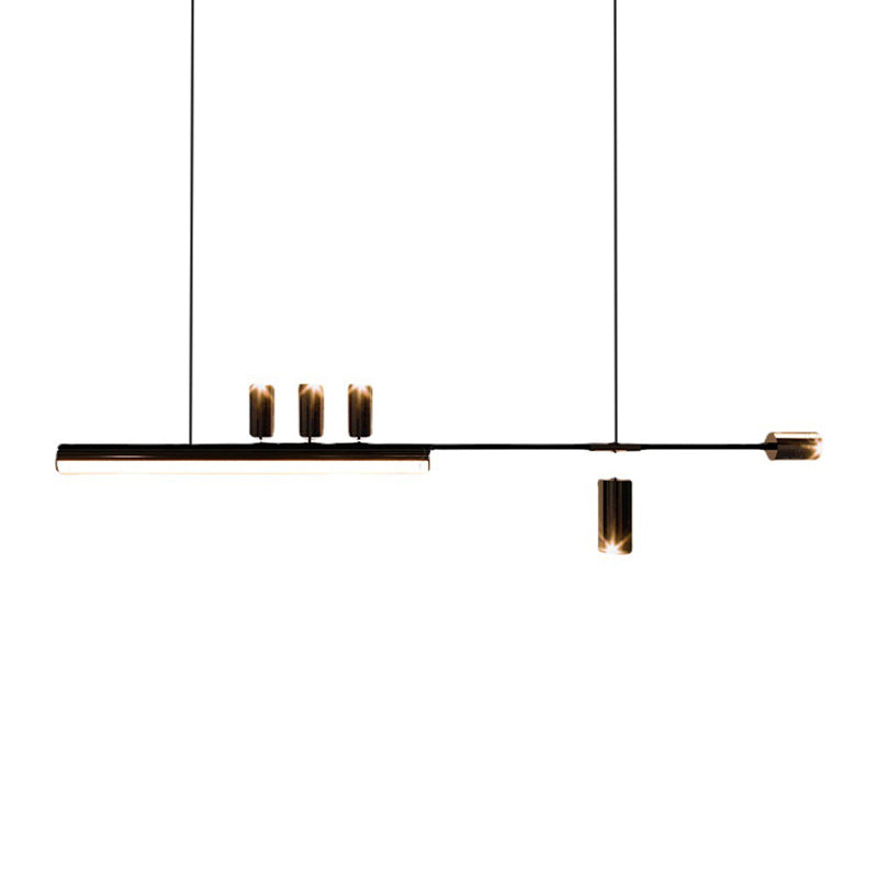 Contemporary Metal Linear Shape Pendant Light with Plastic Shade for Living Room