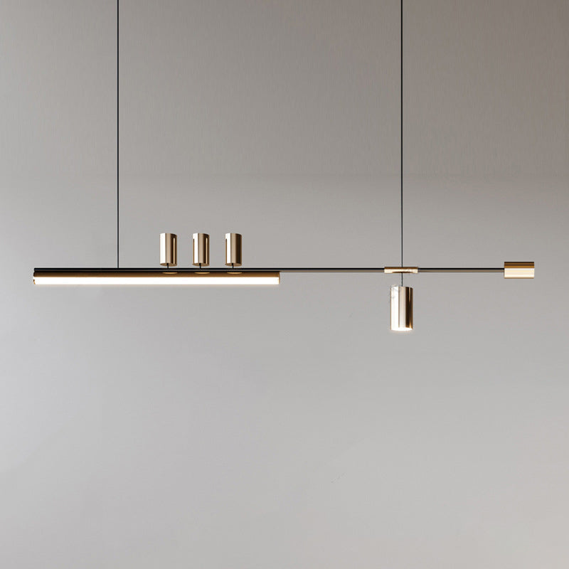 Contemporary Metal Linear Shape Pendant Light with Plastic Shade for Living Room