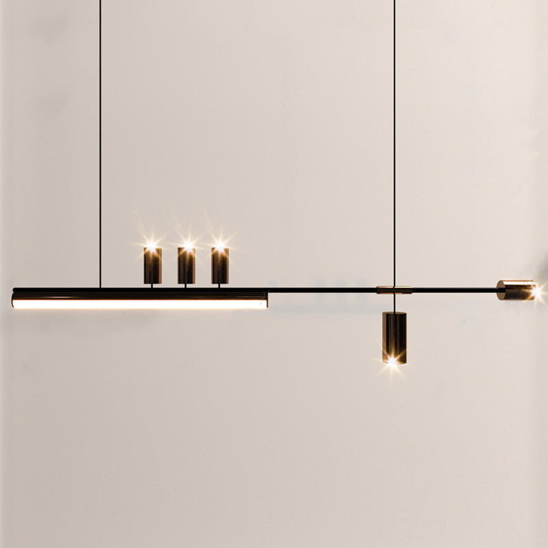 Contemporary Metal Linear Shape Pendant Light with Plastic Shade for Living Room