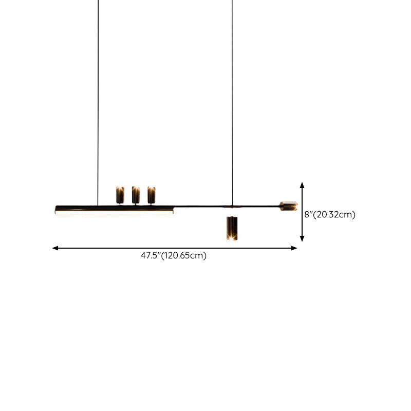 Contemporary Metal Linear Shape Pendant Light with Plastic Shade for Living Room