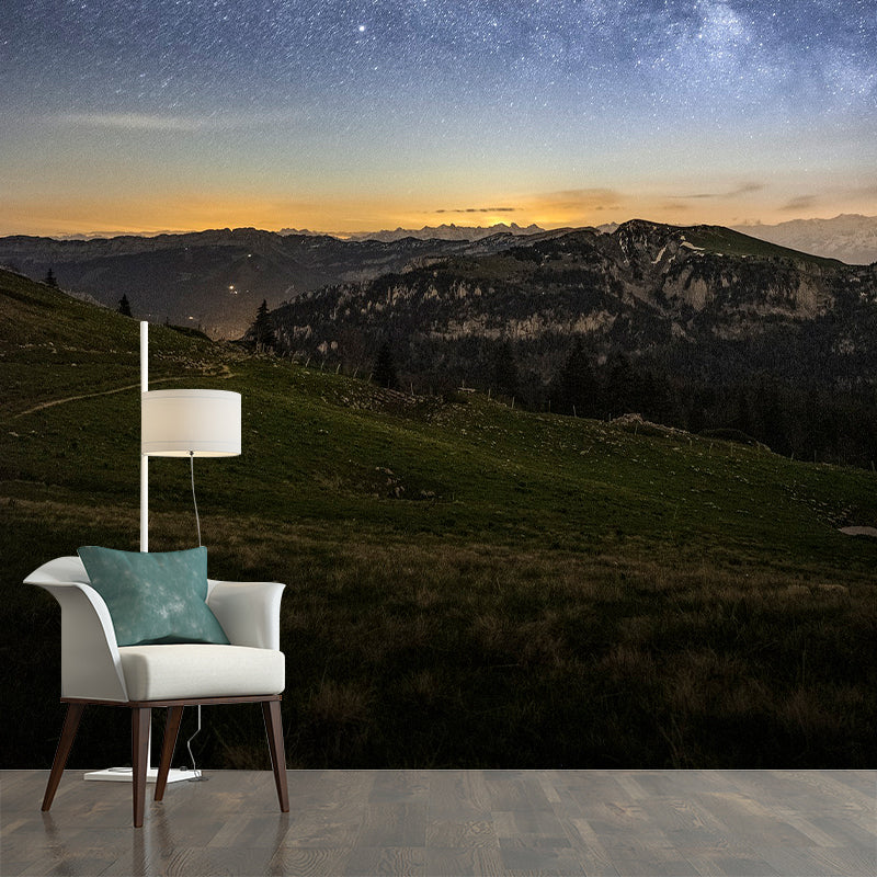 Photography Pattern Mildew Wall Mural Horizontalt Stary Sky for Living Room