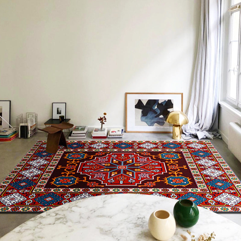 Moroccan Printed Rug Polyester Indoor Rug Non-slip Area Carpet for Living Room and Bedroom