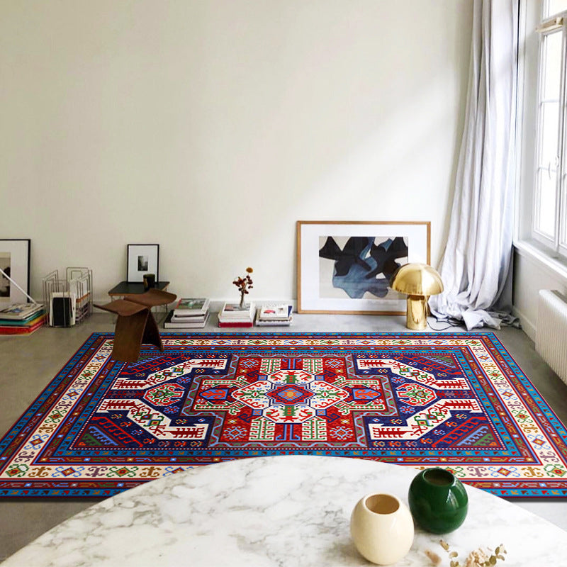 Moroccan Printed Rug Polyester Indoor Rug Non-slip Area Carpet for Living Room and Bedroom