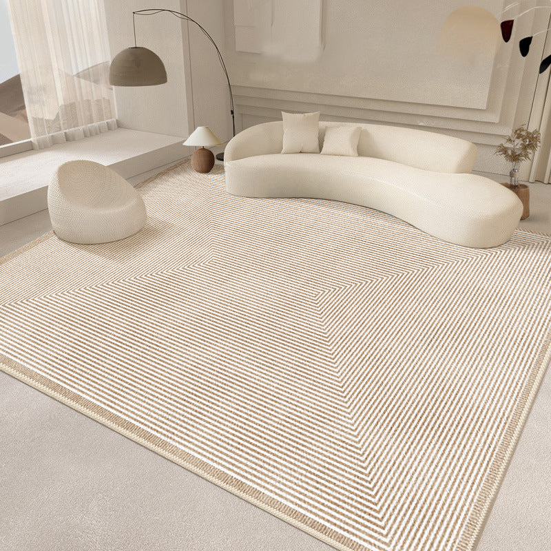 Simple Plain Stripes Rug Polyester Indoor Rug Non-slip Area Carpet for Living Room and Bedroom