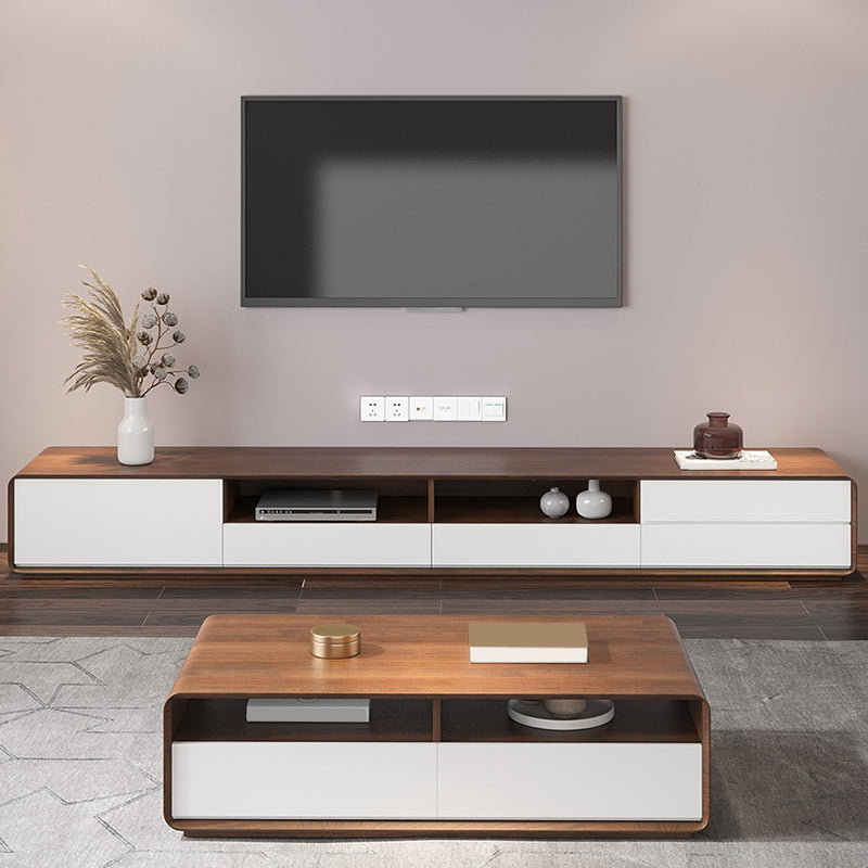 Wooden TV Media Console Contemporary Stand Console with 4 Drawers