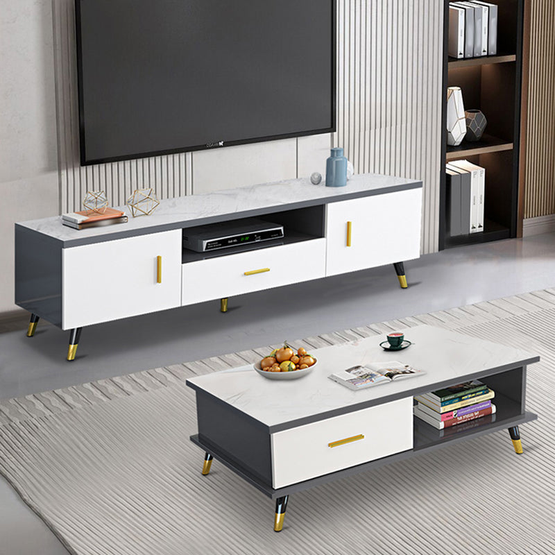 Wooden TV Media Console Glam Media Console TV Stand with Drawer