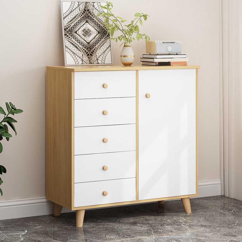 Scandinavian Natural Wood Storage Chest with Drawers for Home