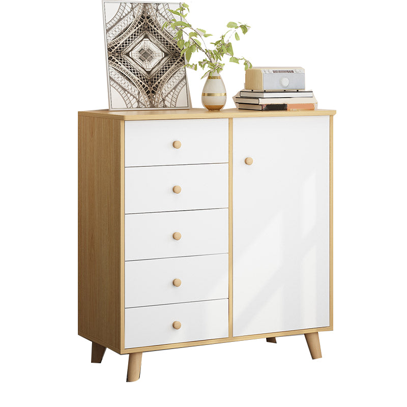Scandinavian Natural Wood Storage Chest with Drawers for Home