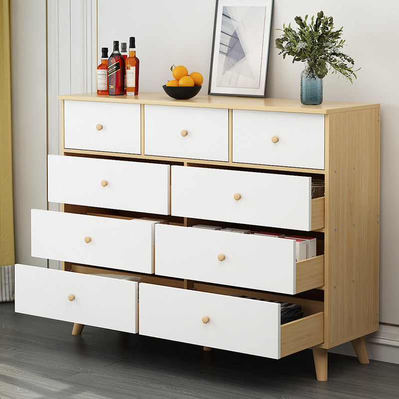 Scandinavian Wood Horizontal Storage Chest with Drawers for Home