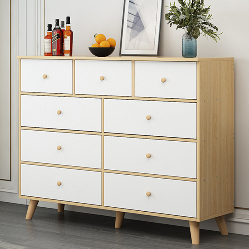 Scandinavian Wood Horizontal Storage Chest with Drawers for Home