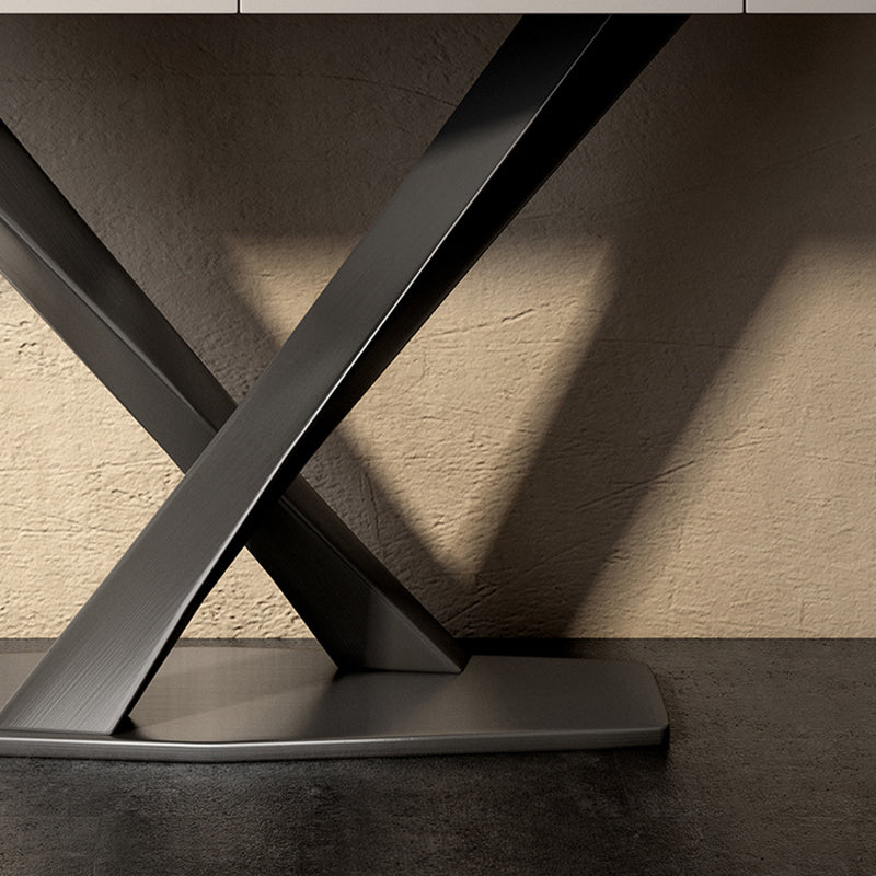 Glam Rectangle Console Sofa Table with Stainless Steel Bracket for Hall