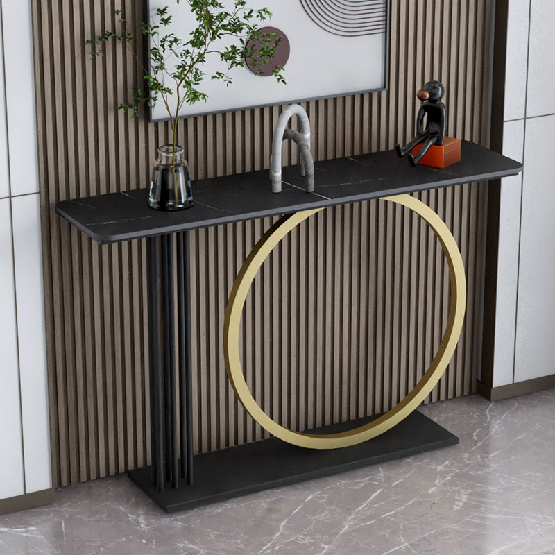 Glam Rectangle Console Sofa Table with Iron Bracket for Hall