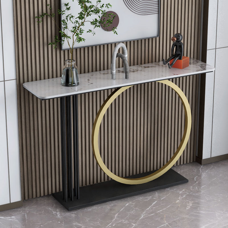 Glam Rectangle Console Sofa Table with Iron Bracket for Hall