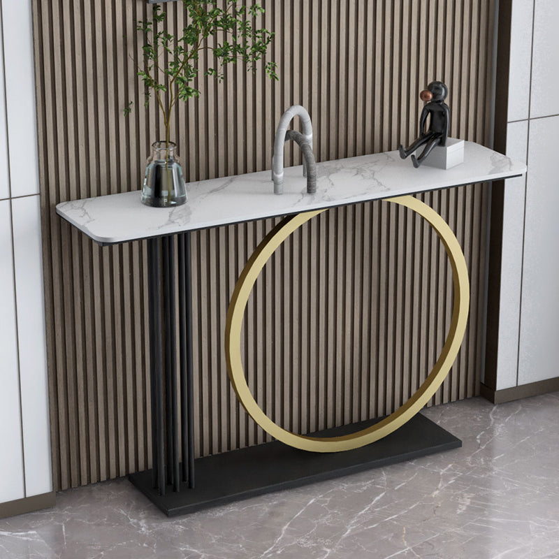 Glam Rectangle Console Sofa Table with Iron Bracket for Hall