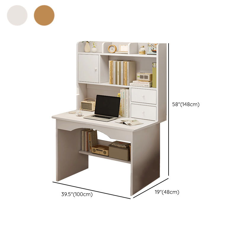 Contemporary Style Wood Office Desk Rectangular Shape Task Desk in White/Natural