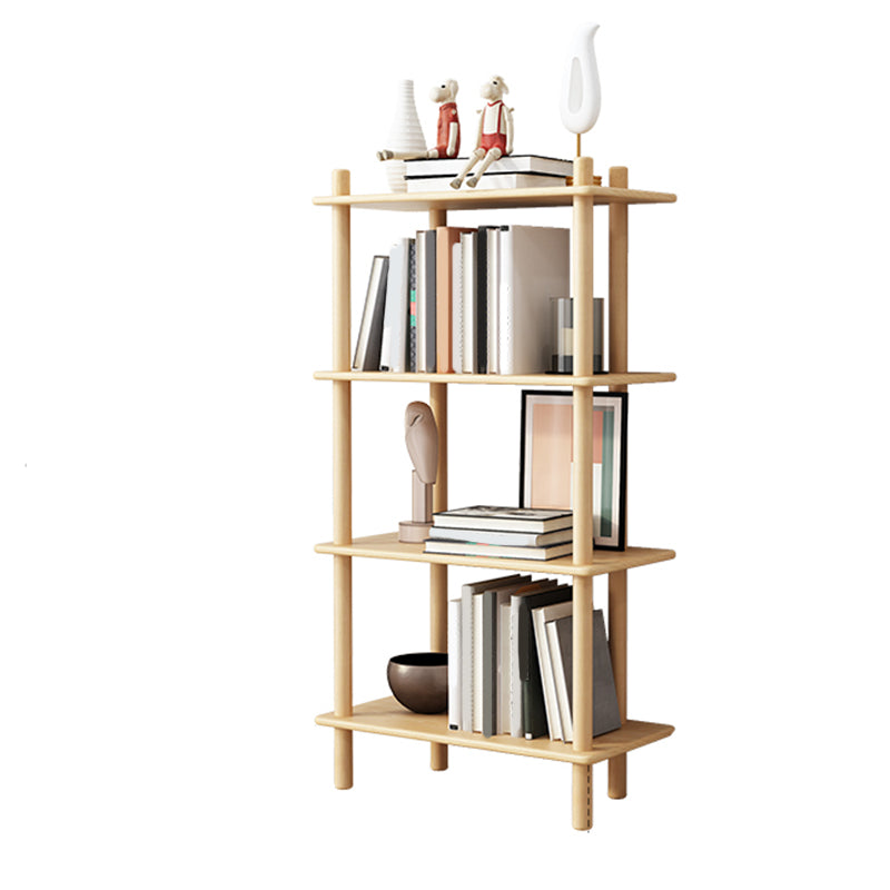 Scandinavian Open Back Wood Shelf Bookcase with Shelves for Home Office