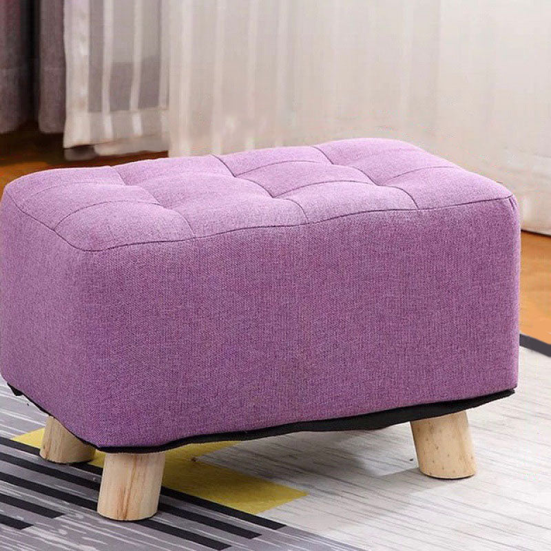 Cotton Linen Ottoman Scratch Resistant Removable and Washable Slipcover Solid Ottoman