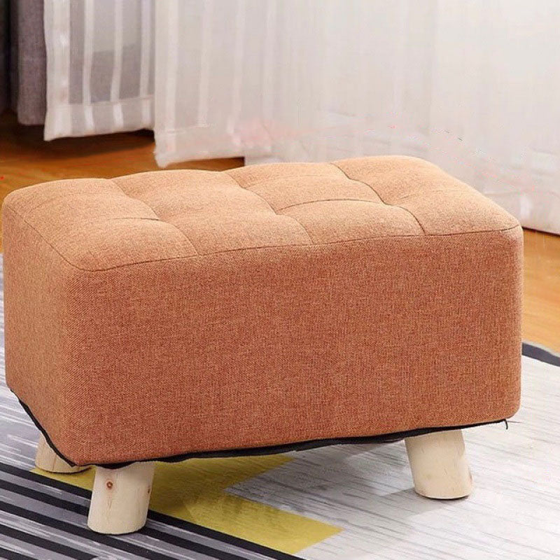 Cotton Linen Ottoman Scratch Resistant Removable and Washable Slipcover Solid Ottoman